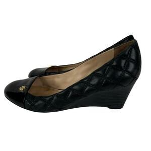 Tory Burch Black Quilted Wedge Heels